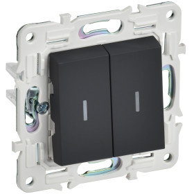 IEK SKANDY Графит Выключатель 2-клавишный проходной с индикацией 10А SK-V10G