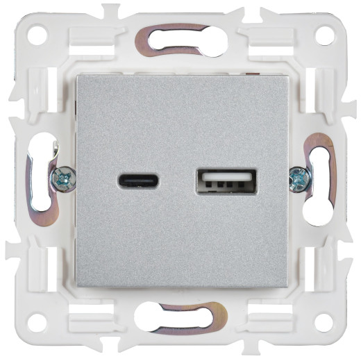 SKANDY Роз. USB A+C 18Вт SK-R13S сереб. IEK