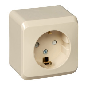 Systeme Electric Этюд наруж Крем Розетка 1-ая с/з со шторками