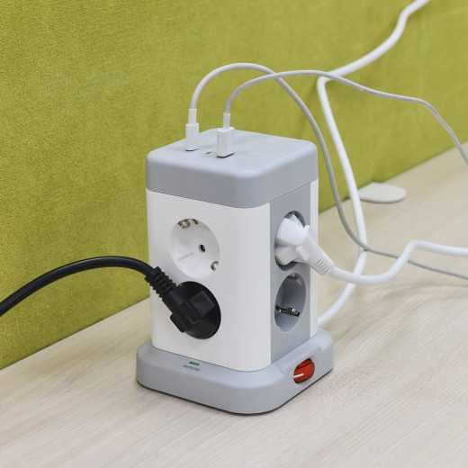 DOMINIC Удлинитель У08K 1,5м 3х1мм2 USB A+C 20Вт сер IEK