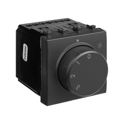 Механизм управления вентиляторами модульный, Avanti, черный матовый, 2 модуля