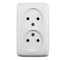 Hegel Альфа наруж Белая РА16-144 Розетка двойная со шторками, с изол. пластиной