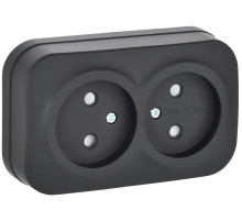 IEK GLORY Роз. 2-я без з/к с з/ш о/у 10А РСш22-2-ХЧм чер. м.