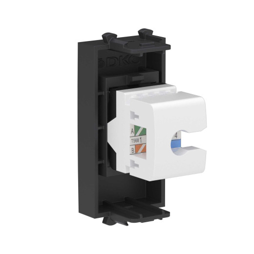 Компьютерная розетка RJ-45 без шторки модульная, кат.5е, Avanti, черный матовый, 1 модуль