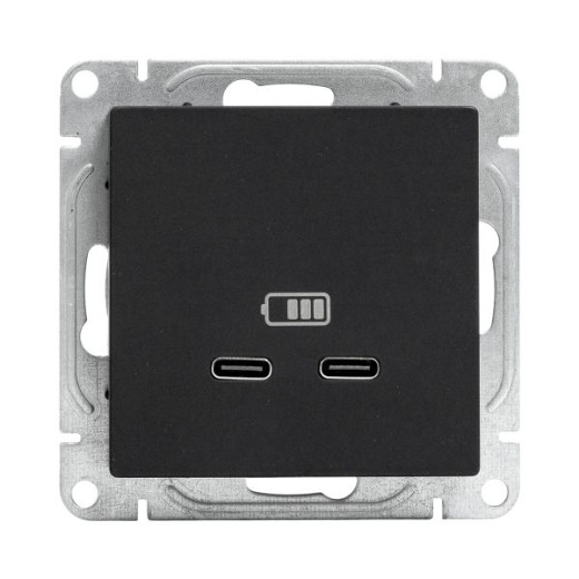 Механизм розетки USB-C - 2шт, чёрный Эпика EKF