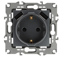 ЭРА Розетка Серия 12 12-4109-12 2P+E 16A-250В штор. с 2xUSB 5В-3А графит