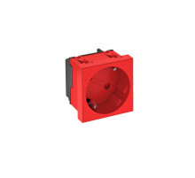 OBO Bettermann Розетка силовая 33° одинарная 2К+З, 1 модуль Modul45, 45х45 мм, со шторками 16А 250В красная