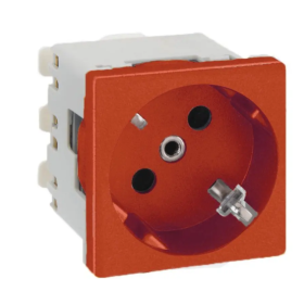 Simon Connect Красная Розетка 2P+E Schuko, 16А 250В, 45х45мм, винтовые клеммы