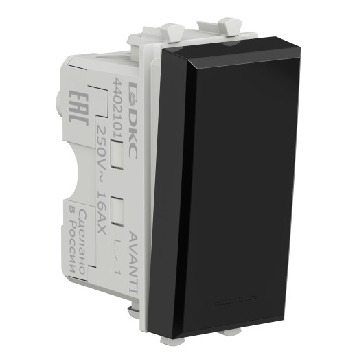 Выключатель модульный, Avanti, черный квадрат, 1 модуль