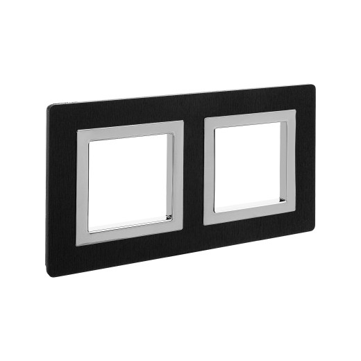 Рамка из алюминия 2 поста (4 мод.), Avanti, черная