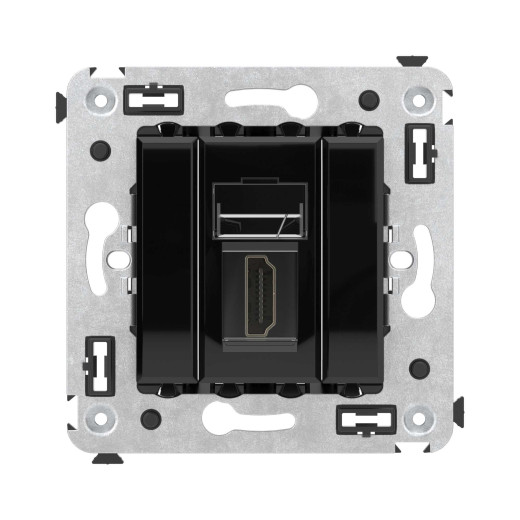 HDMI розетка одинарная в стену, тип А-А, Avanti, черный квадрат