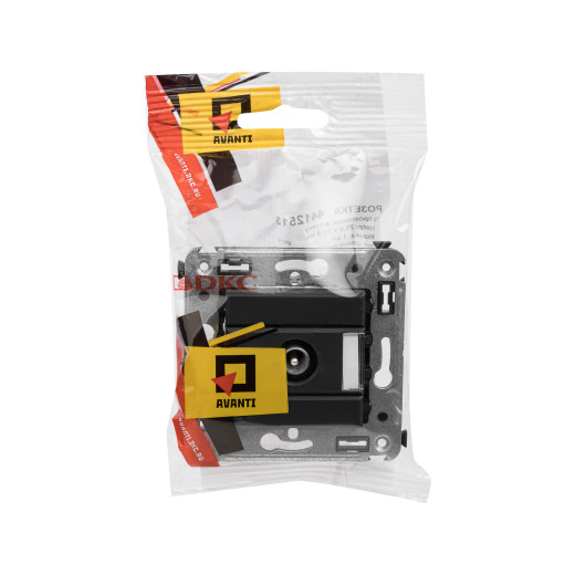 Розетка TV проходная в стену, Avanti, черный матовый