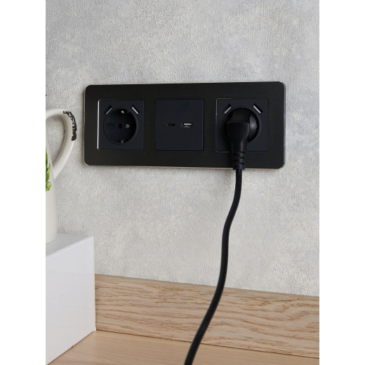 BRITE Роз. USB A+C 18Вт РЮ11-1-БрГ граф. IEK