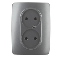 ЭРА Розетка Серия 12 12-2107-12 двойная без заземления 2X2P16A-250В IP20 графит