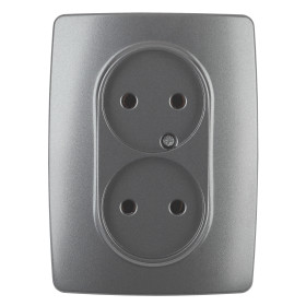 ЭРА Розетка Серия 12 12-2107-12 двойная без заземления 2X2P16A-250В IP20 графит