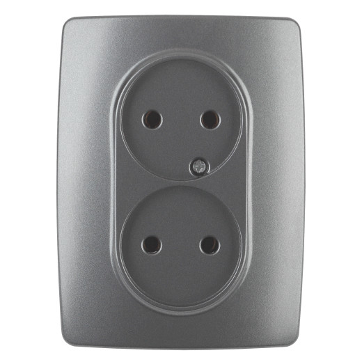 Розетка ЭРА Серия 12 12-2107-12 двойная без заземления 2X2P16A-250В IP20 графит