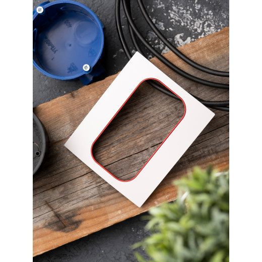 Стокгольм Рамка для розетки 2-местная белая с линией цвета красный EKF PROxima