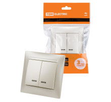 TDM Выключатель 2 кл. с подсветкой 10А перламутр 