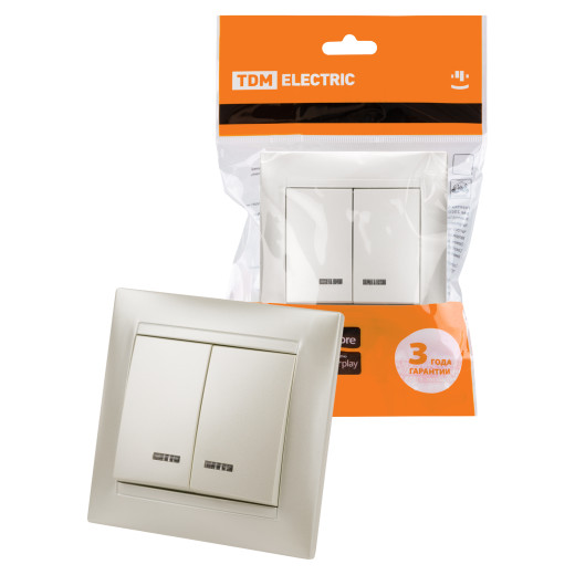 Выключатель 2 кл. с подсветкой 10А перламутр 