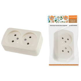 TDM Розетка двойная 2П открытой установки IP20 10А, сл. кость 