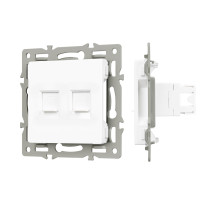Arlight Механизм компьютерной розетки двойной SCT-MPC2-PL-WH (RJ-45, CAT6) (-)