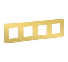 Schneider Electric Unica Studio Золото/Белая Рамка 4-ная