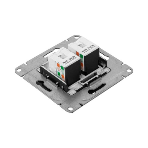 Механизм розетки RJ45 - 2шт, (cat5), чёрный Эпика EKF