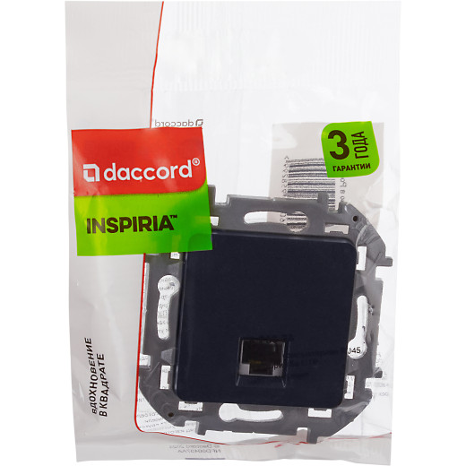 Розетка компьютерная RJ45 категория 5e UTP - Legrand/Daccord Inspiria - антрацит