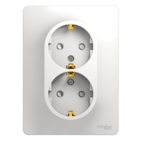 Systeme Electric Glossa Бел Розетка 2-я с/з со шторками (в сборе с рамкой)