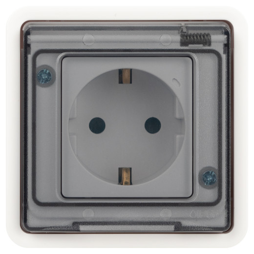 Розетка ЭРА Эксперт 11-2521-01 с заземлением с крышкой 2P+E IP55 16A-250В СУ белый