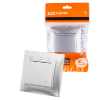 TDM Розетка 2П+З 16А 250В IP44 с крышкой серебр. металлик 