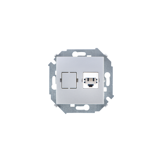 Simon 15 Алюминий Розетка телефонная RJ11, винт.заж.