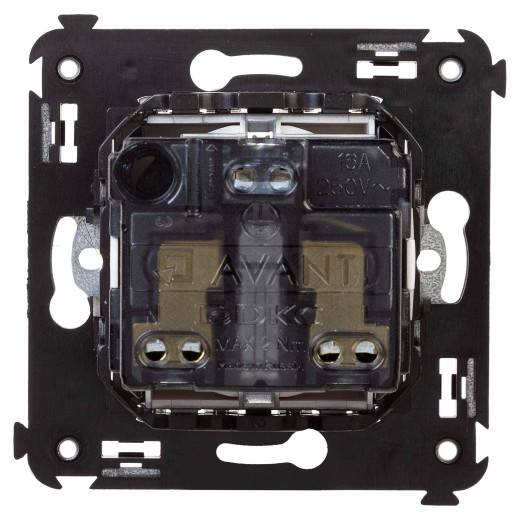 Розетка в стену, 2P+E, с з/ш, Avanti, закаленная сталь