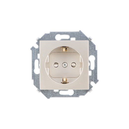 Simon 15 Шампань Розетка 2P+E Schuko, со шторками, 16А, 250В, винт.заж.