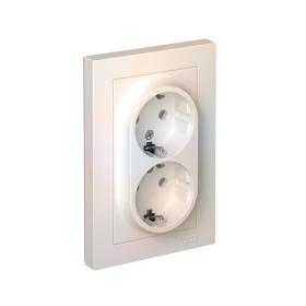 Systeme Electric AtlasDesign Жемчуг Розетка с/з двойная, 16А, в сборе