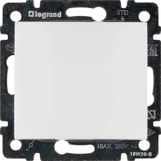 Переключатель одноклавишный - Legrand Valena - 10А 250В схема 6 безвинтовые зажимы - белый