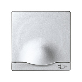 Simon 82 Detail Алюминий Накладка на 2-х полюсн. розетку 2P+E с зазем.,откид.крышка,защит.шторки