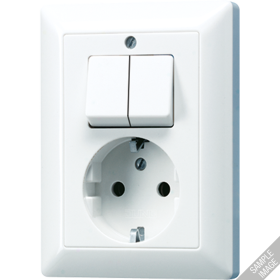 JUNG Розетка с двойным выключателем, слоновая кость