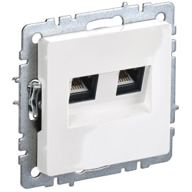 IEK BRITE BASE Белый Розетка двойная RJ11+RJ45 кат.5E РК/Т12-БрБ