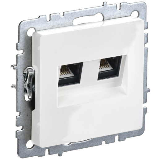 BRITE Роз. двойная RJ11+RJ45 кат.5E РК/Т12-БрБ бел. IEK