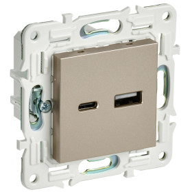 IEK SKANDY Шампань Розетка USB A+C 18Вт SK-R13Sh