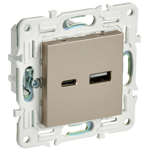 SKANDY Роз. USB A+C 18Вт SK-R13Sh шамп. IEK