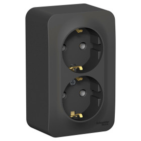 Systeme Electric Blanca наруж Антрацит Розетка 2-ая с/з без шторок 16А, 250В, изолир. пластина