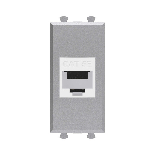 Компьютерная розетка RJ-45 без шторки модульная, кат.5е, Avanti, закаленная сталь, 1 модуль