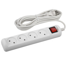 ЭРА Удлинитель электрический  U-4s-5m-2x1 без заземления c выключателем 4 розетки 5 м ПВС 2x1мм2 10А