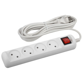 ЭРА Удлинитель электрический  U-4s-5m-2x1 без заземления c выключателем 4 розетки 5 м ПВС 2x1мм2 10А