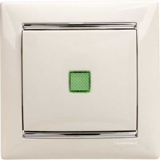 Выключатель одноклавишный с подсветкой - Legrand Valena - 10А 250В схема 1L безвинтовые зажимы - белый