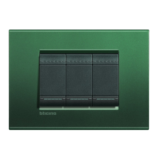 Livinglight Рамка прямоугольная, 3 модуля, цвет зелёный шелк