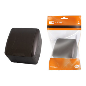 TDM Розетка 2П+3 открытой установки IP54 16А с крышкой шоколад 