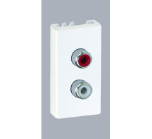 Simon Connect Белая Плата с 2-мя разъёмами RCA (чёрный, красный), 22,5х45мм